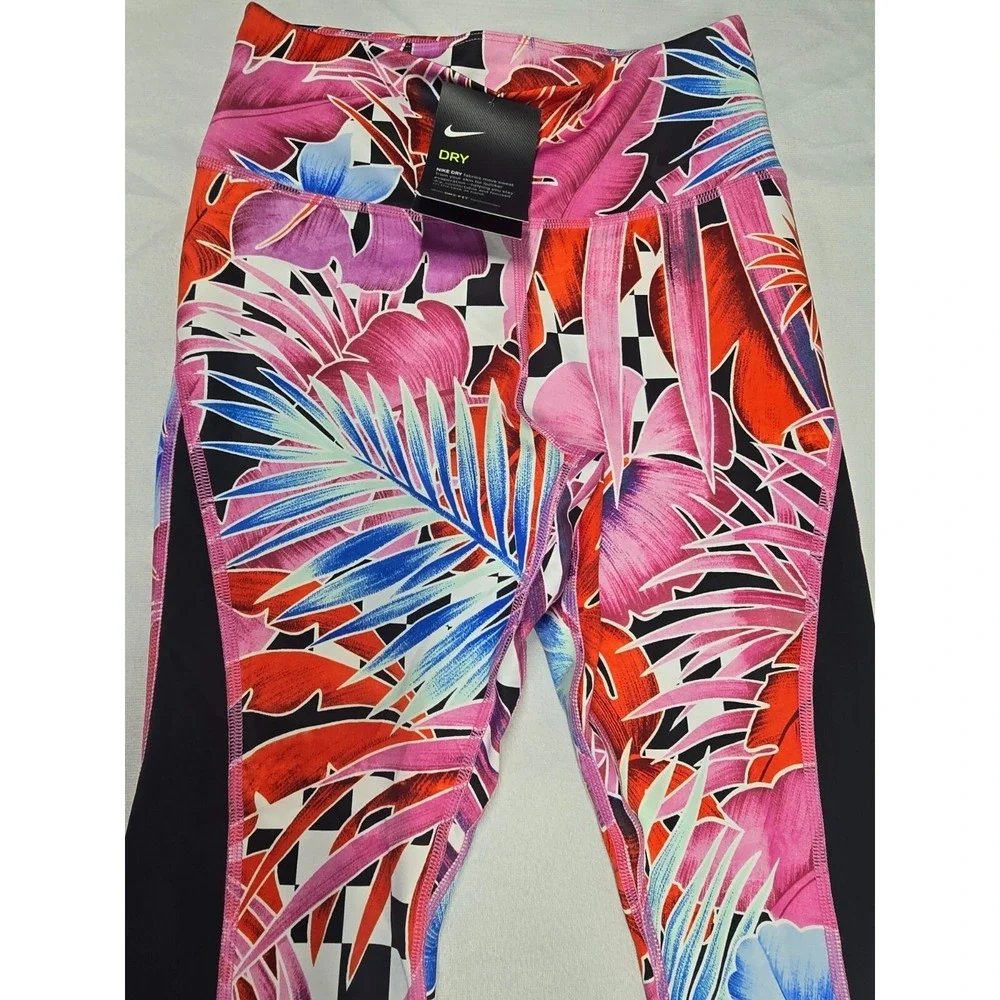 Nike Women's One Dri-FIT Cropped Printed Leggings Fuchsia Size XS CD9729-686 New
